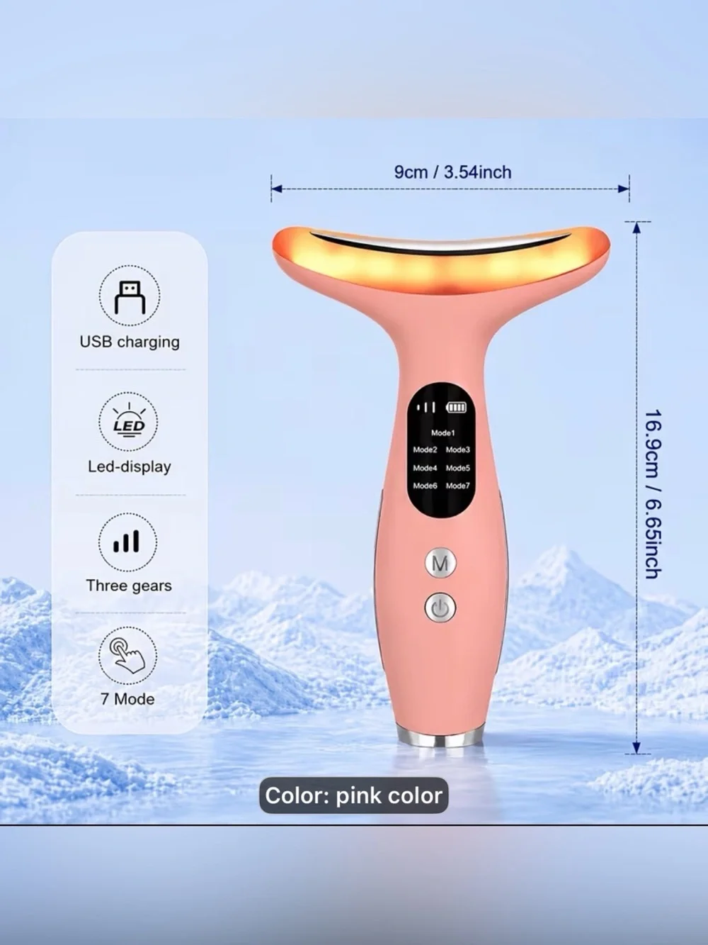 Neck Beauty Device Vibration Face & Neck Massager - Pink